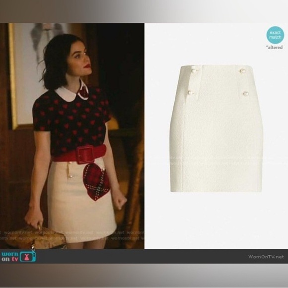 Sandro Dayna Tweed Wool Mini Skirt Women’s Size 2 Ivory White Pearl Button Lined - Picture 2 of 16